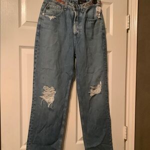 AG Adriano Goldschmied Relaxed Fit Distressed Jeans - Light Blue